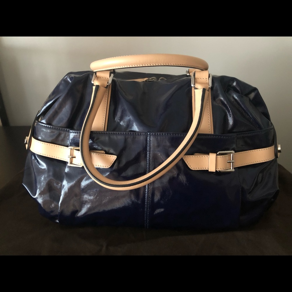 Tod’s Navy Coated Canvas G-Line Sacca Satchel Bag